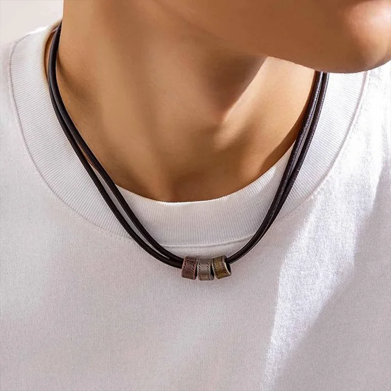 Kalung Fesyen Lelaki Kulit