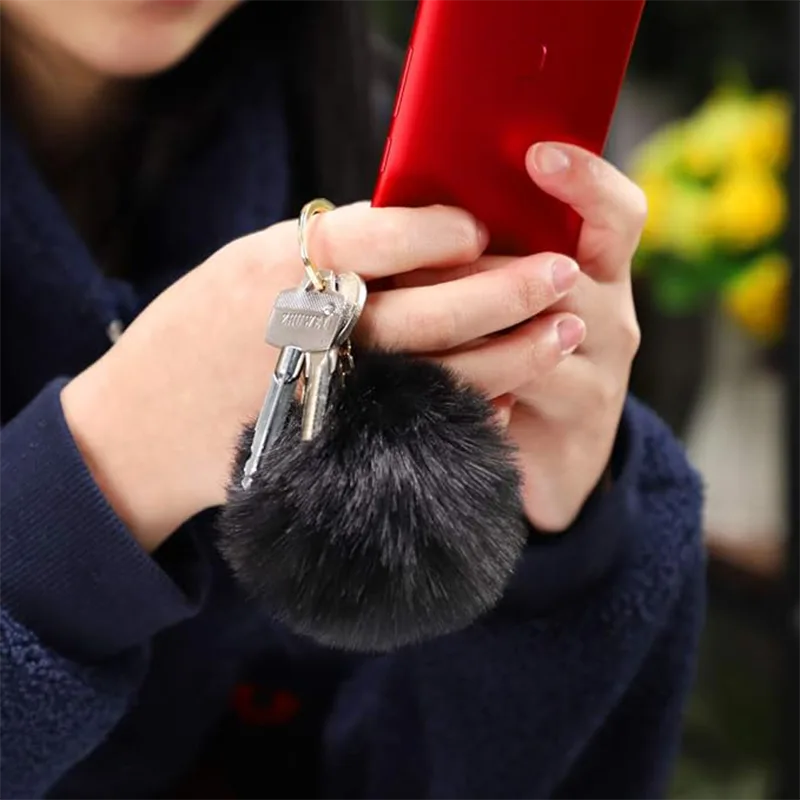 Rantai Kunci Bahan Plush Bulu Tiruan Lembut